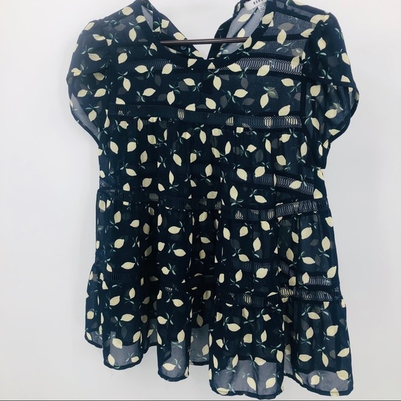 RO & DE Women’s s Navy blue sheer Baby doll top w/lemons design Size small - Picture 2 of 11
